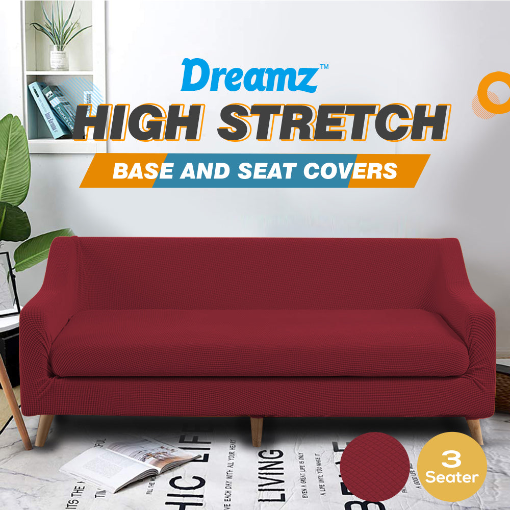 Couch Sofa Seat Covers Stretch Protectors Slipcovers 3 Seater Wine