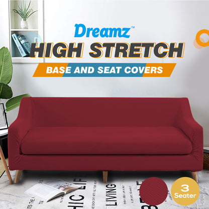 Couch Sofa Seat Covers Stretch Protectors Slipcovers 3 Seater Wine