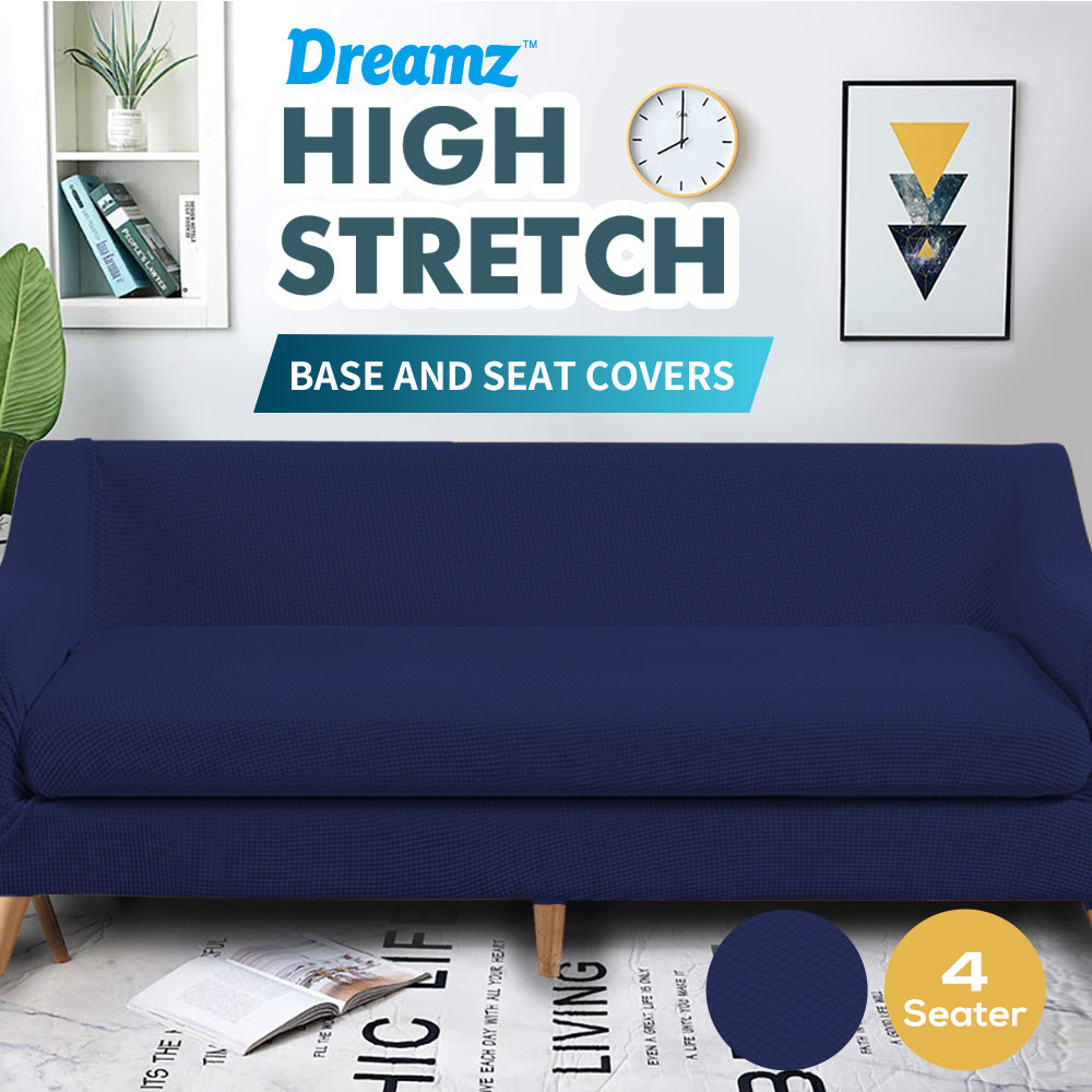 Couch Sofa Seat Covers Stretch Protectors Slipcovers 4 Seater Navy