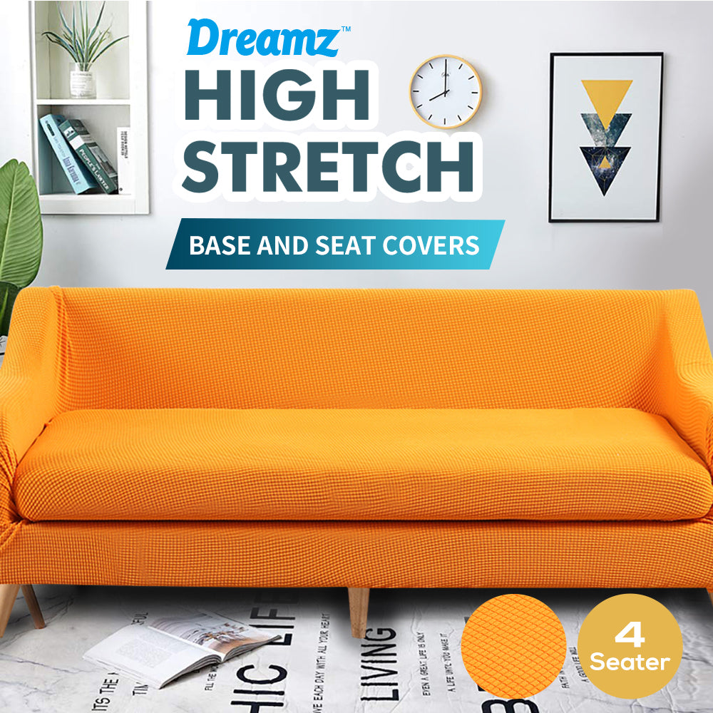 Couch Sofa Seat Covers Stretch Protectors Slipcovers 4 Seater Orange