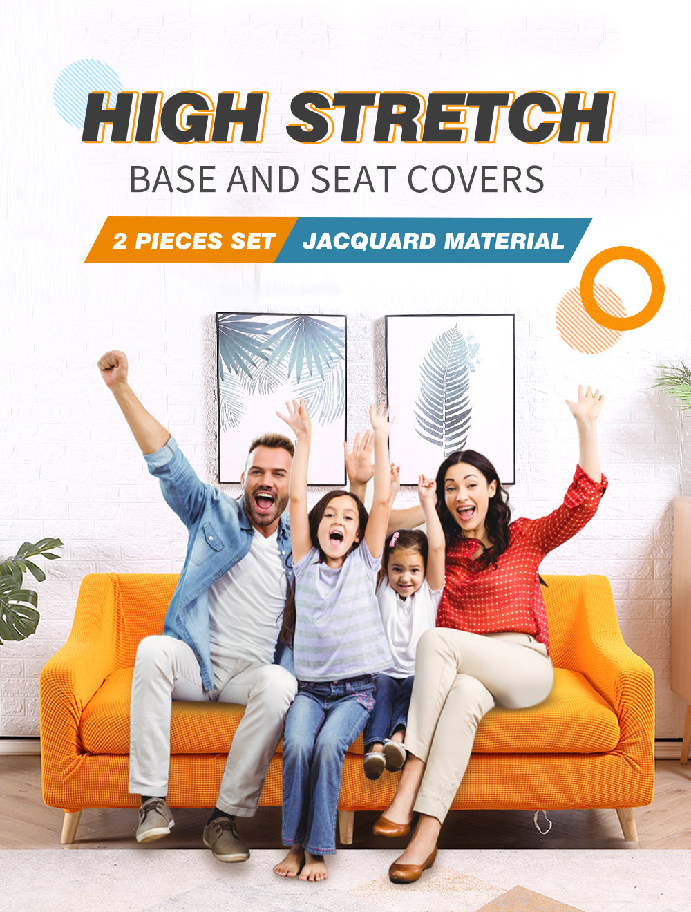 Couch Sofa Seat Covers Stretch Protectors Slipcovers 4 Seater Orange