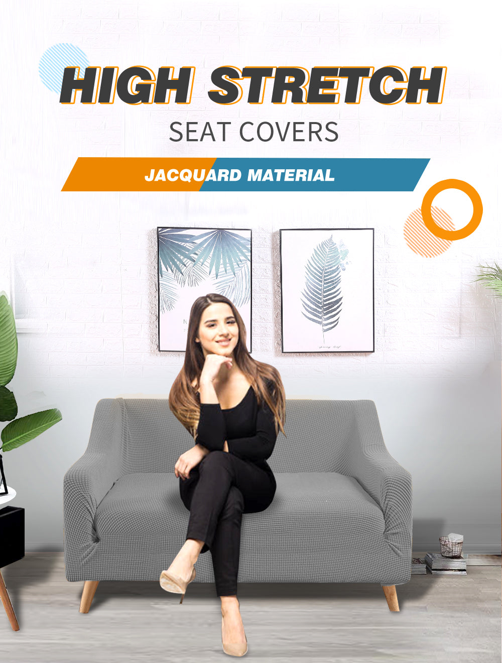 Couch Stretch Sofa Lounge Cover Protector Slipcover 2 Seater Grey