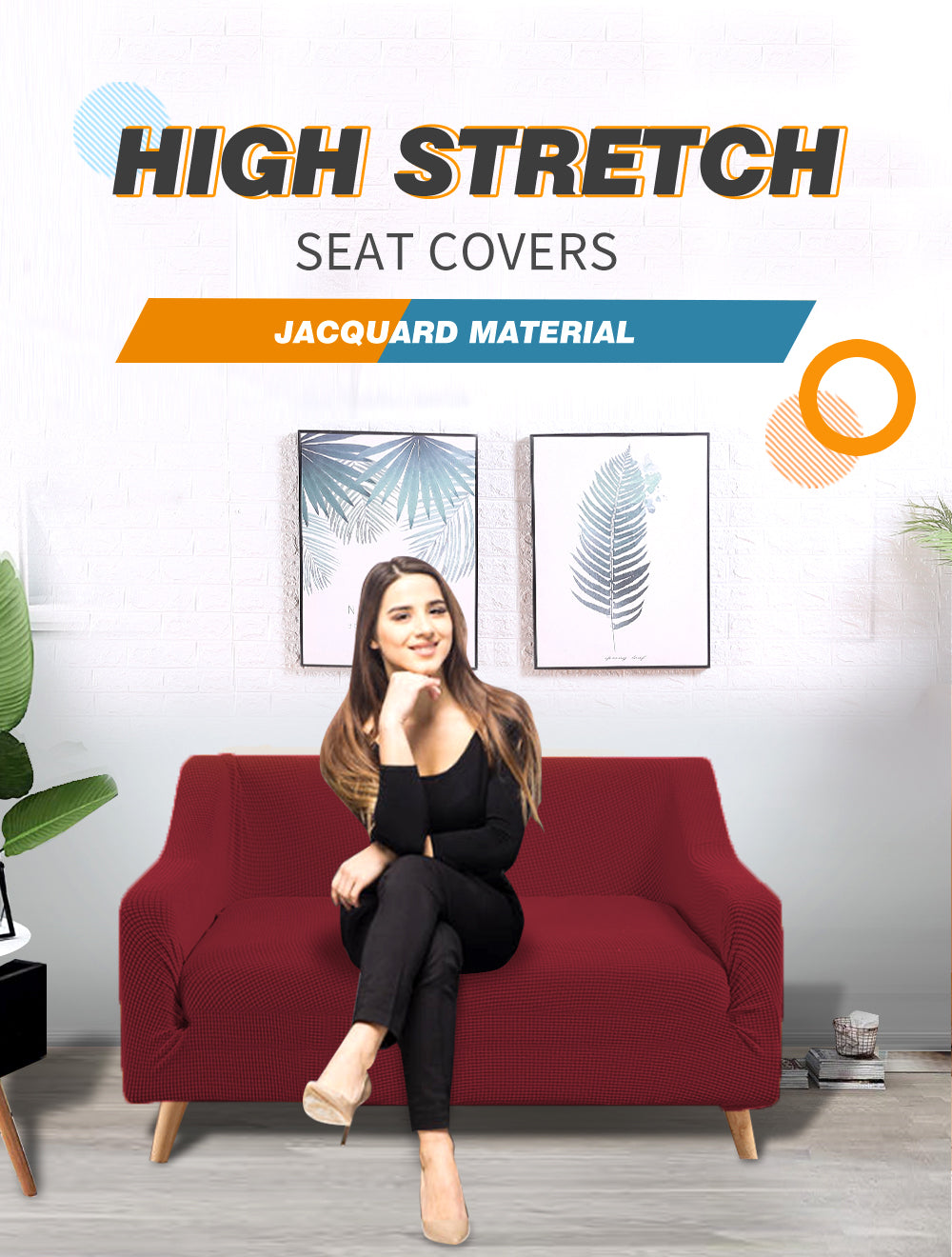 Couch Stretch Sofa Lounge Cover Protector Slipcover 2 Seater Wine