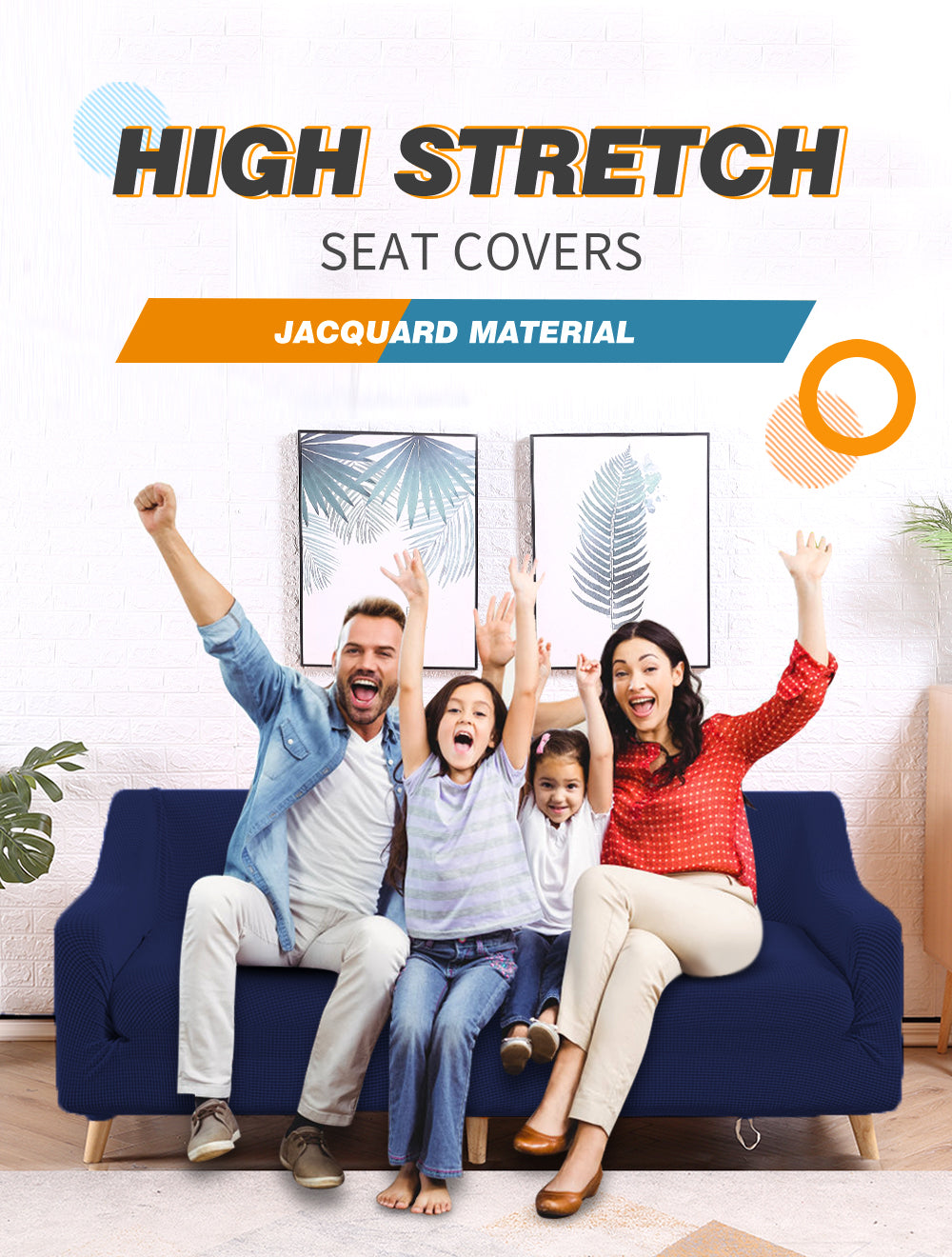 Couch Stretch Sofa Lounge Cover Protector Slipcover 3 Seater Navy