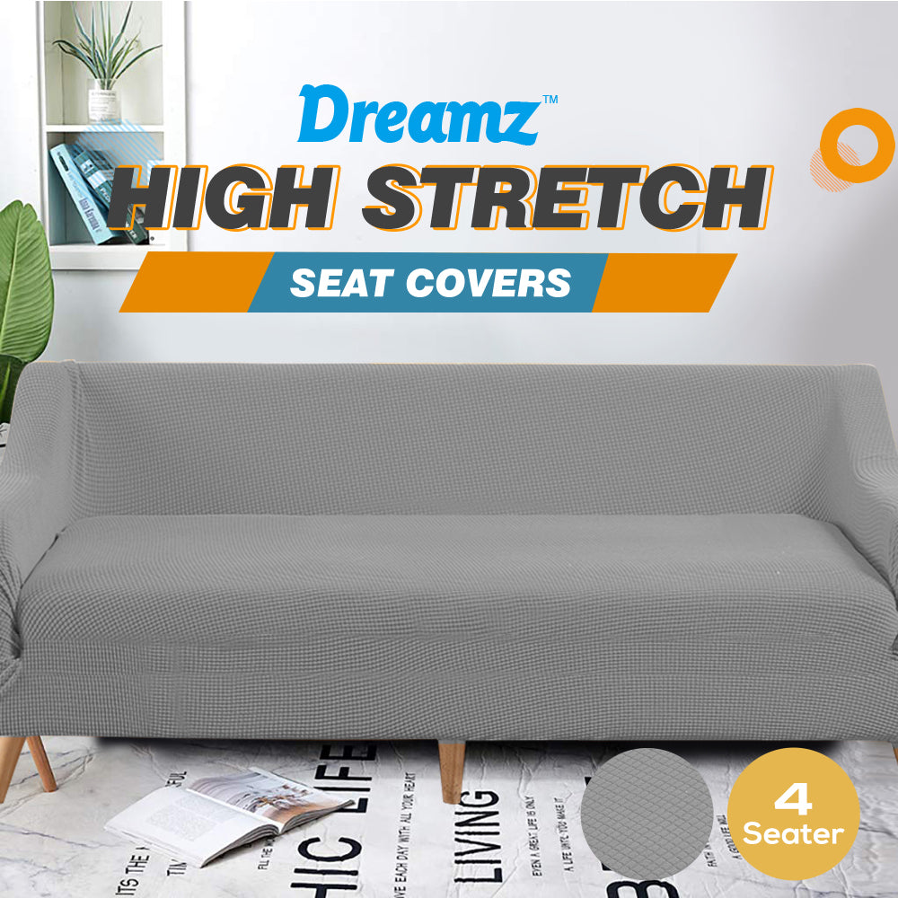 Couch Stretch Sofa Lounge Cover Protector Slipcover 4 Seater Grey