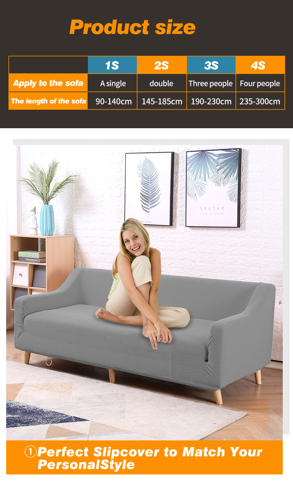 Couch Stretch Sofa Lounge Cover Protector Slipcover 4 Seater Grey