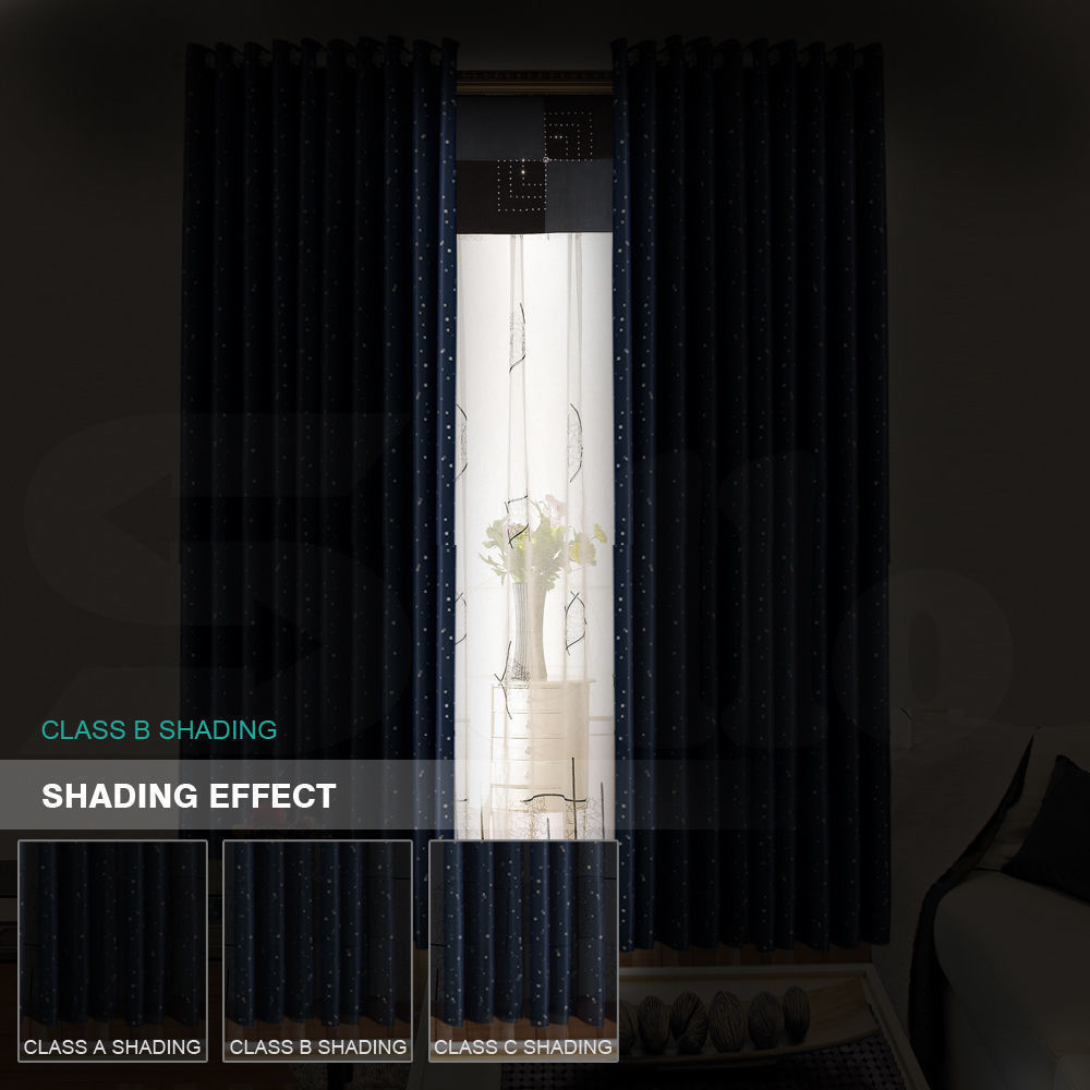 Star Blockout Blackout Curtains 3 Layers Eyelet Pure Fabric Room Darkening-EI0405-L-SG