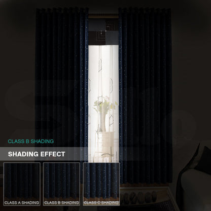 Star Blockout Blackout Curtains 3 Layers Eyelet Pure Fabric Room Darkening-EI0405-L-SG