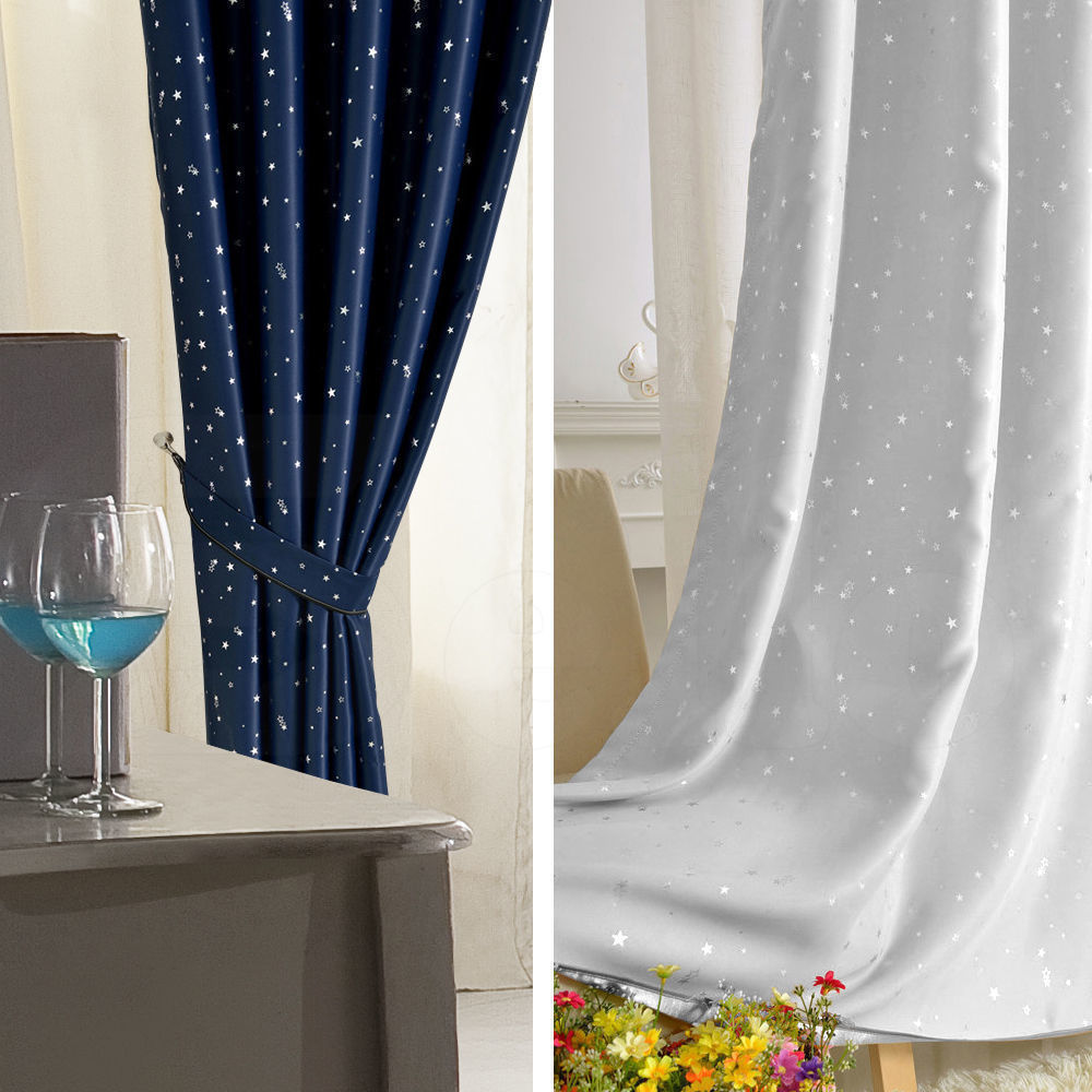 Star Blockout Blackout Curtains 3 Layers Eyelet Pure Fabric Room Darkening-EI0405-L-SG