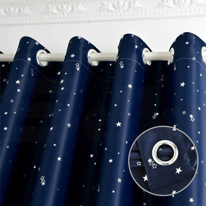Star Blockout Blackout Curtains 3 Layers Eyelet Pure Fabric Room Darkening-EI0405-L-SG