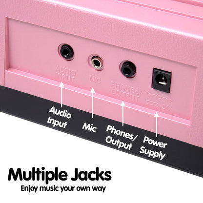 61 Keys Electronic Keyboard Piano Music With Stand - Pink