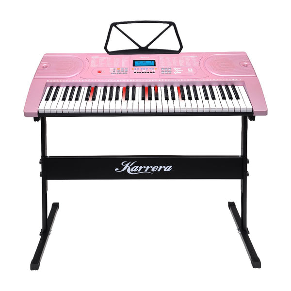  61 Keys Electronic Led Piano Keyboard With Stand - Pink