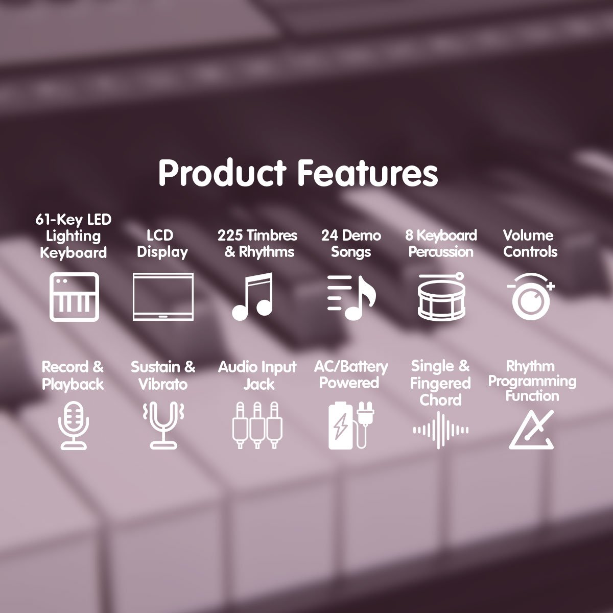 61 Keys Electronic Led Piano Keyboard With Stand - Pink