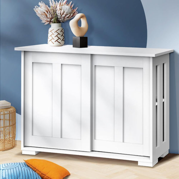  Elegant Sliding Doors: Sideboard Buffet Cabinet for Stylish Hallway Décor-Wood\White