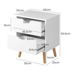Elegant White Nightstand: 2-Drawer Wooden Side Table