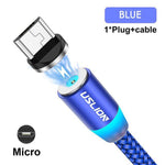 2M Blue Magnetic USB Cable For Micro