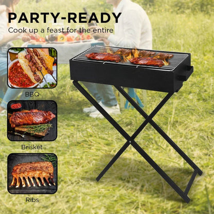 Foldable charcoal bbq grill - adjustable height