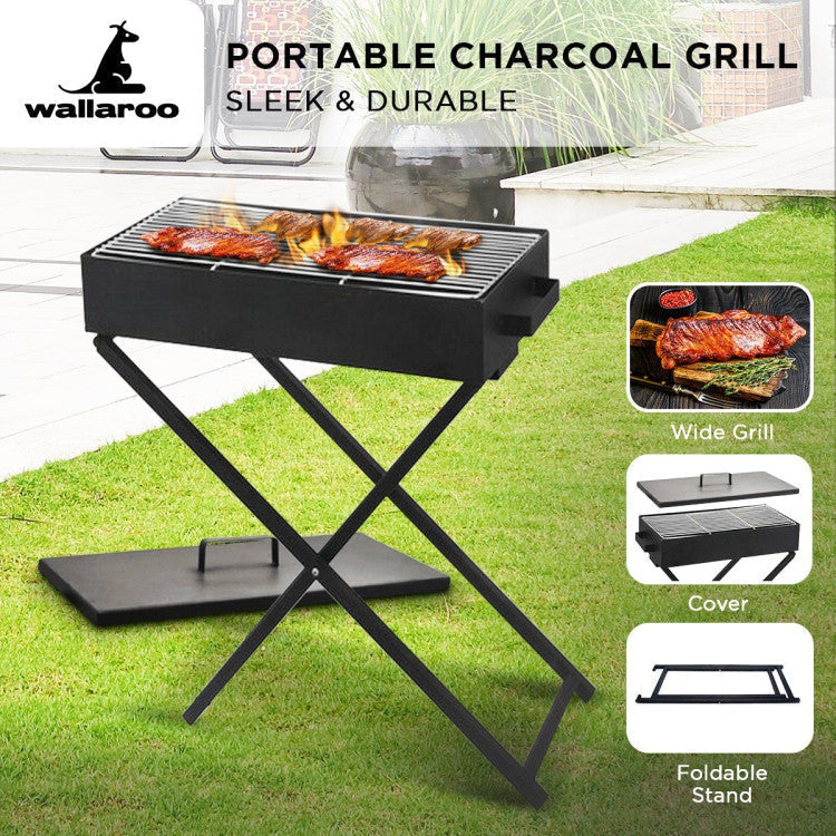 Foldable charcoal bbq grill - adjustable height