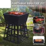 Wallaroo Outdoor Fire Pit for BBQ, Grilling, Cooking, Camping- Portable Brazier with Reversible