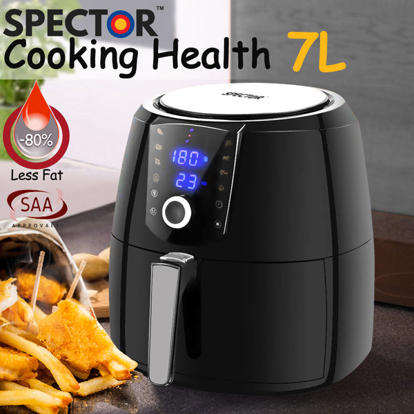  Spector New 7L Air Fryer LCD Health Cooker Low Oil Rapid Deep Frying 1800W Black