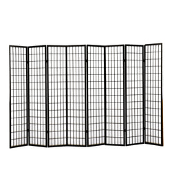 8 Panel Free Standing Foldable  Room Divider Privacy Screen Black Frame