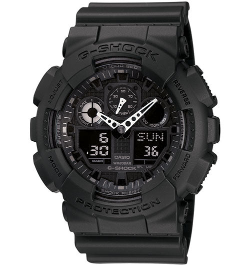  Casio G-Shock Analogue/Digital Mens Black Watch GA100-1A1 GA-100-1A1DR