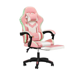 Gaming Chair 7 RGB LED 8 Points Massage Racing Recliner Office Computer