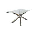 Dining Table In Crisscross Shaped High Glossy Stainless Steel Base