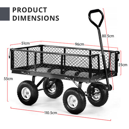 Garden Cart with Mesh Liner Lawn Folding Trolley Hammer