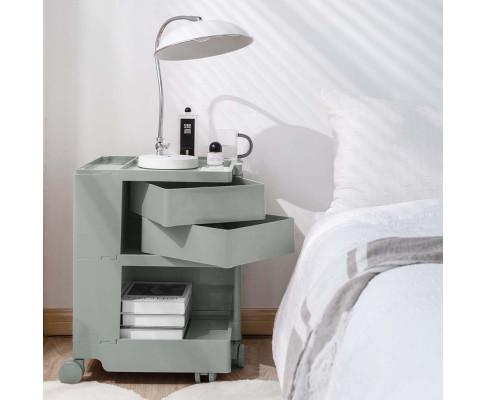 Grey stylish Boby Trolley Storage Bedside Table Mobile Cart 3 Tier YE/OR/GR/GY/PK/WH