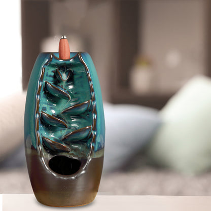 Mountain Waterfall Smoke Backflow Ceramic Incense Burner Cones Holder + Cones