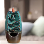 Mountain Waterfall Smoke Backflow Ceramic Incense Burner Cones Holder + Cones