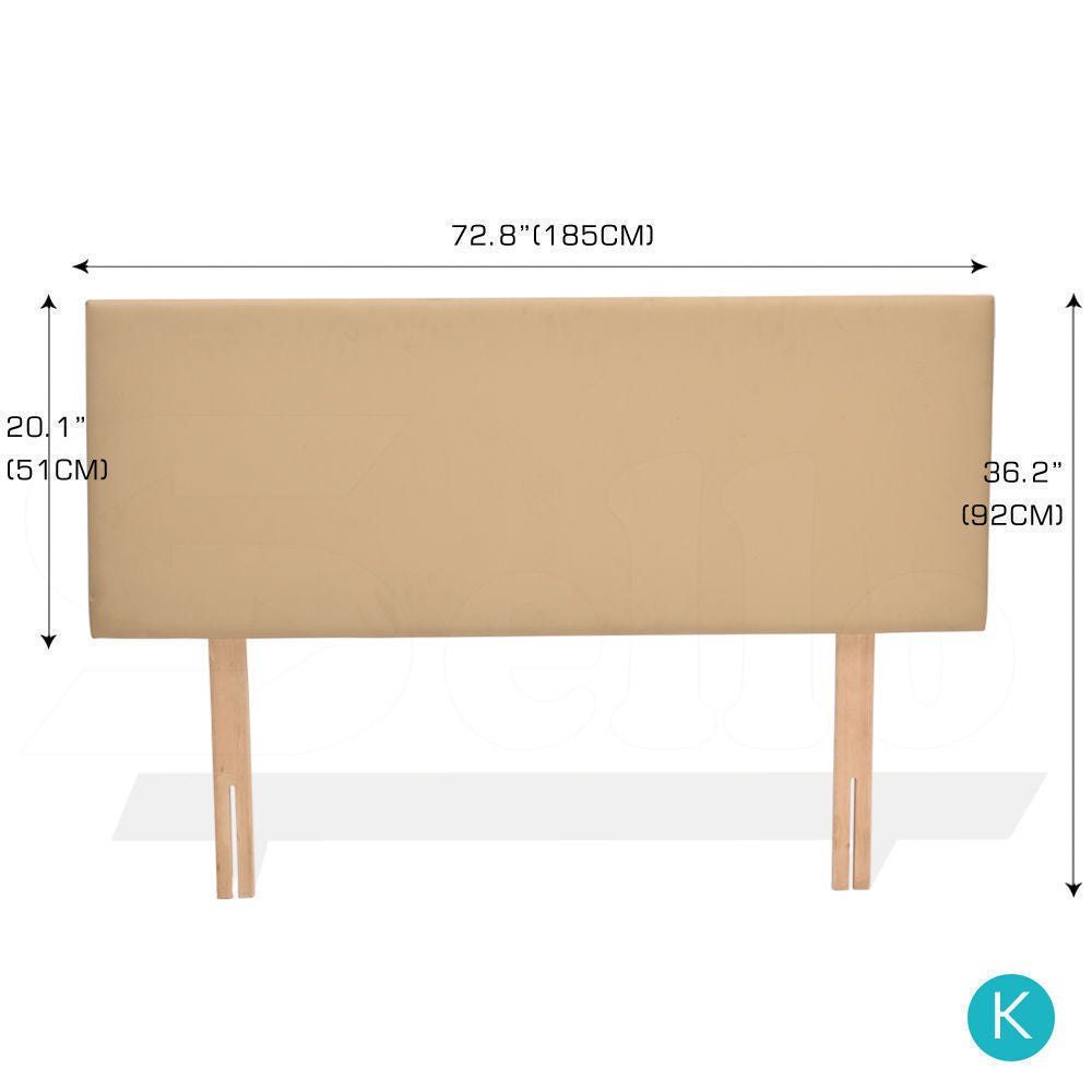 PU Leather Bed Headboard with Wooden Legs in King Size in Cream Colour
