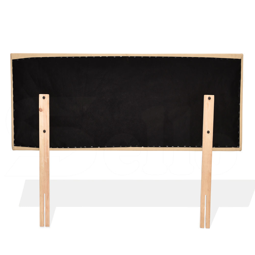 PU Leather Bed Headboard with Wooden Legs in King Size in Cream Colour