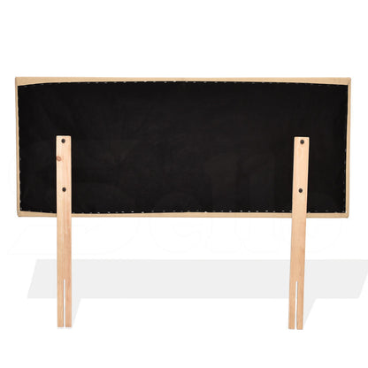 PU Leather Bed Headboard with Wooden Legs in King Size in Cream Colour