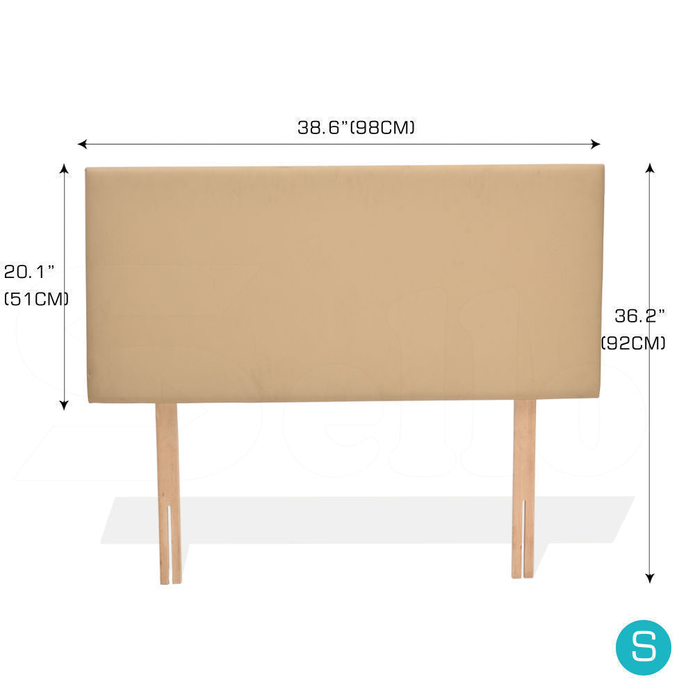 PU Leather Bed Headboard with Wooden Legs in King Size in Cream Colour