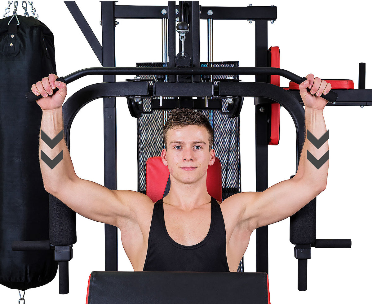 Powertrain Multi-Station Home Gym with Punching Bag - 165lbs