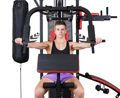 Powertrain Multi-Station Home Gym with Punching Bag - 165lbs