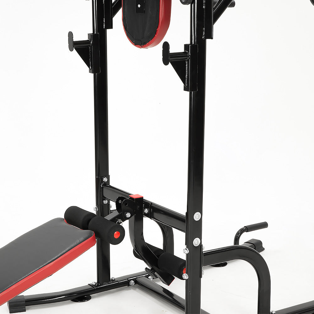 Powertrain Multi Station Pull-up Chin-Up Tower with Exercise Bench
