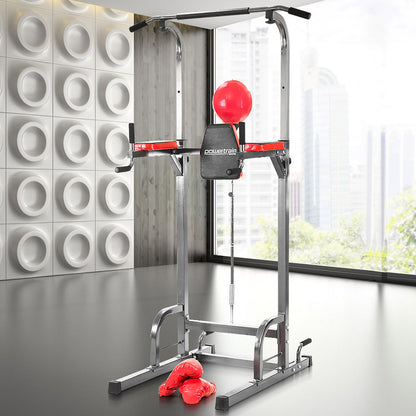Powertrain Multi Station Home Gym Pull Chin Up Tower with Speedball