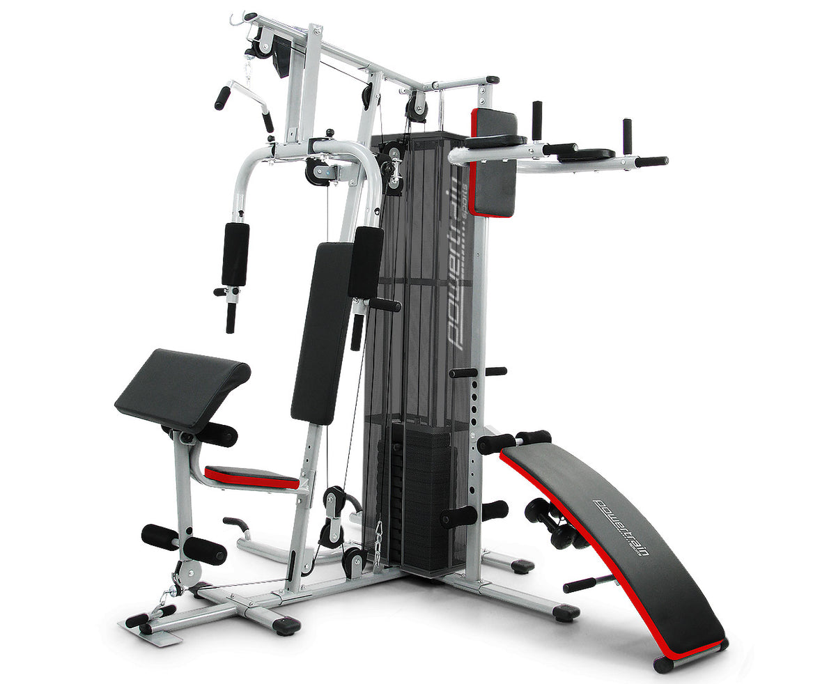 Powertrain Home Gym Multi Station Exercise 175lb Weights Dumbbells