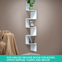 5 Tier Corner Wall Shelf Display Zig-tag Rack