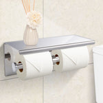 Stainless Steel Paper Roll Holders Towel Tissue Bath Toilet Double Storage Hooks