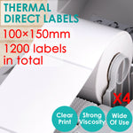 1000x Direct Thermal Label 100x150mm for Zebra TSC SATO DATA MAX printer