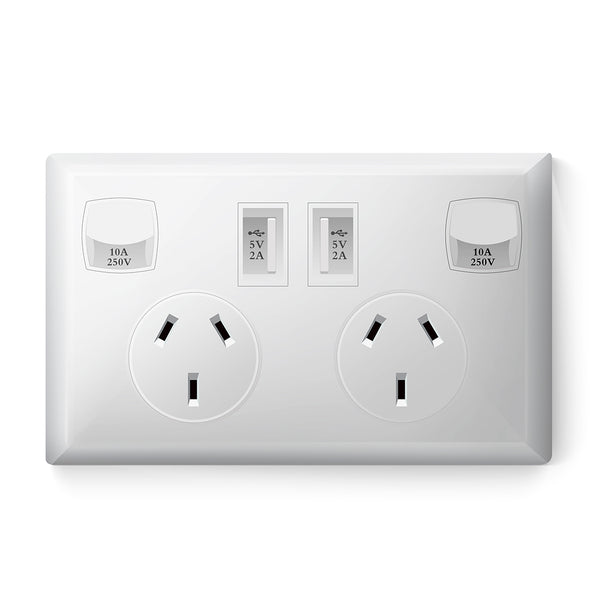  Dual USB Wall Socket Power Point Home Supply Electrical Charger SAA Outlet Plate