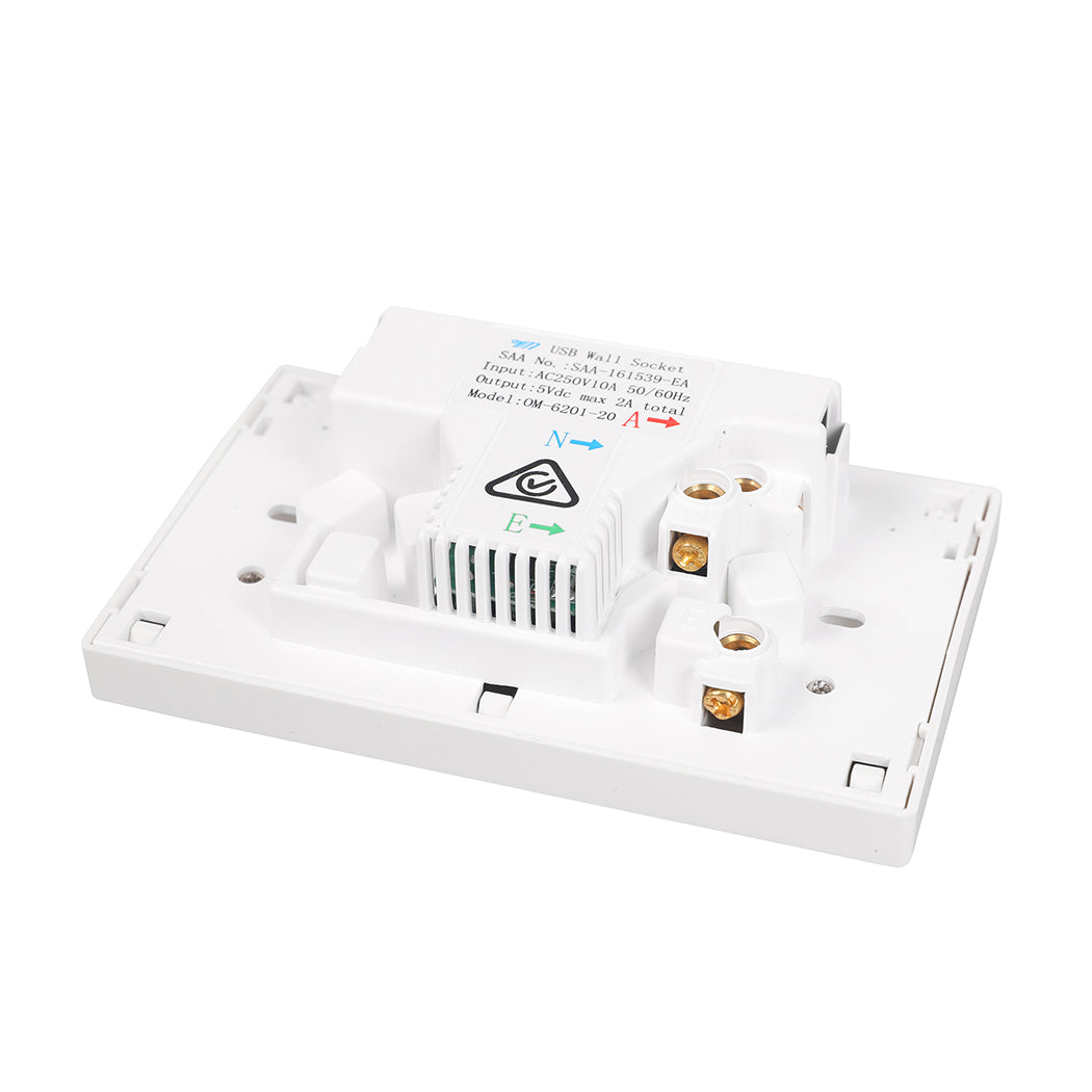 Dual USB Wall Socket Power Point Home Supply Electrical Charger SAA Outlet Plate
