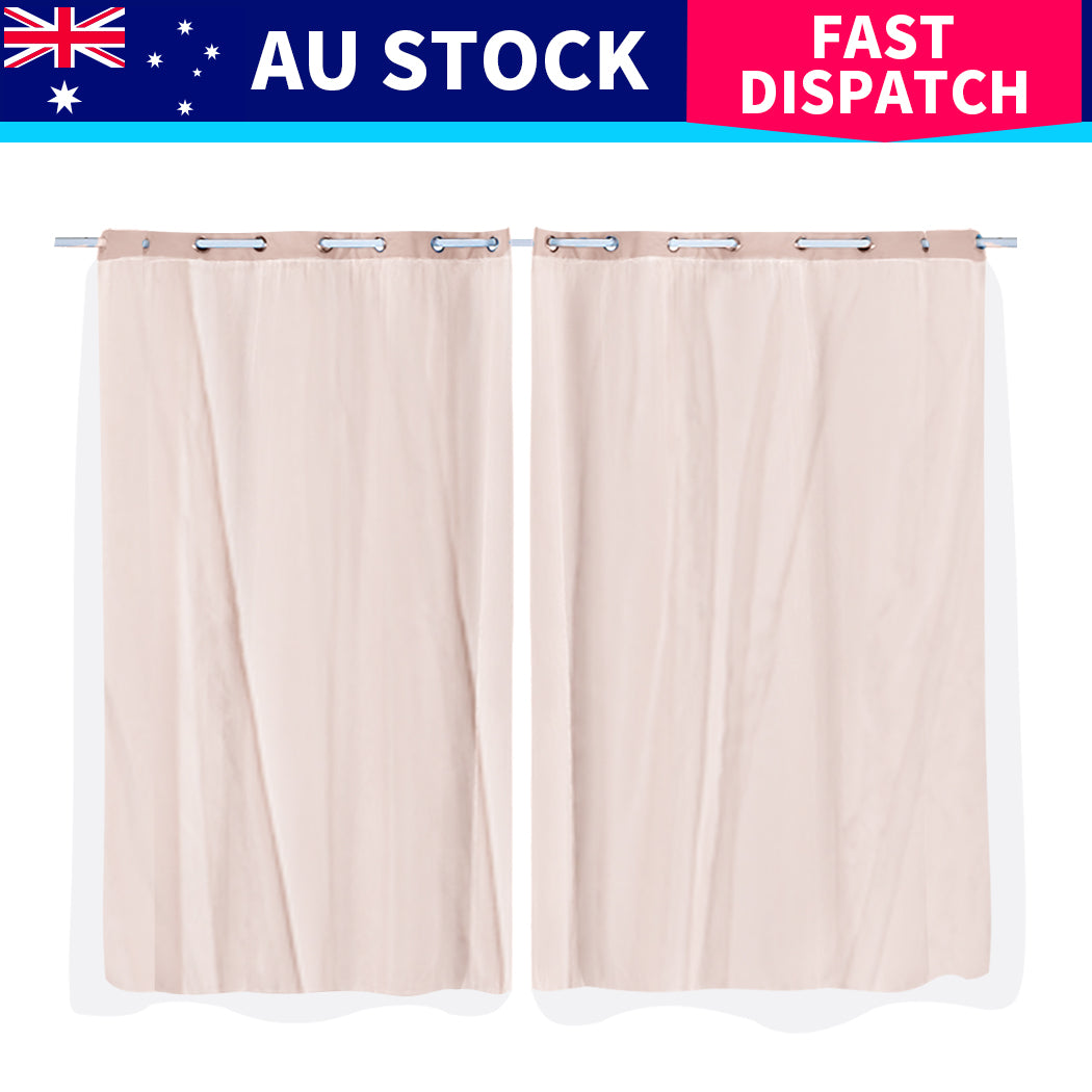 2x Blockout Curtains Panels 3 Layers with Gauze Room Darkening 140x230cm Rose