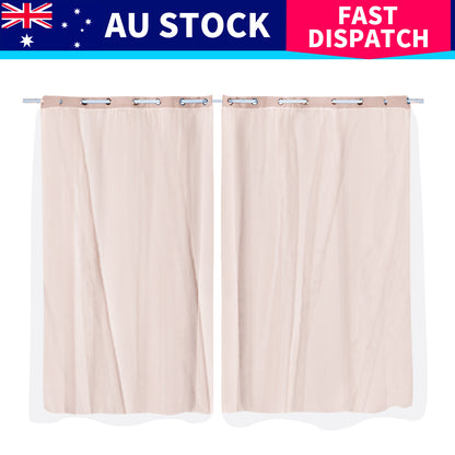 2x Blockout Curtains Panels 3 Layers with Gauze Room Darkening 140x230cm Rose