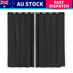 2x Blockout Curtains Panels 3 Layers Room Darkening 180x213cm Black