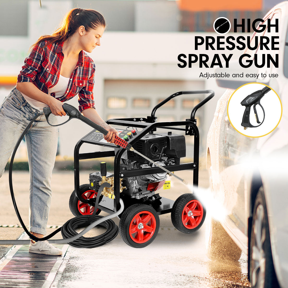 Kolner 9000 5000psi Petrol Engine Pressure Washer 20m Hose Cleaner